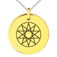 thumbnail image 1 of Stainless Steel Octagram Star of Wisdom Engraved Small Medallion Circle Charm Pendant Necklace, 1 of 1