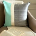 thumbnail image 2 of Cushion Cover, Sea Green & Grey 16"x16" (40x40 cm) Throw Pillows, Silk Color Block Patchwork Throw Pillows For Couch, Patchwork Pattern Modern Style - Splendour Sea Green, 2 of 10