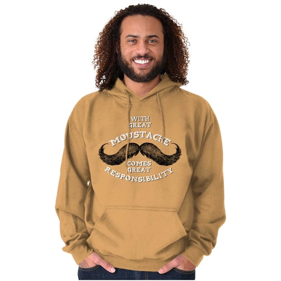 Funny Moustache Responsibility Joke Hoodie Hooded Sweatshirt Men Brisco Brands 2X