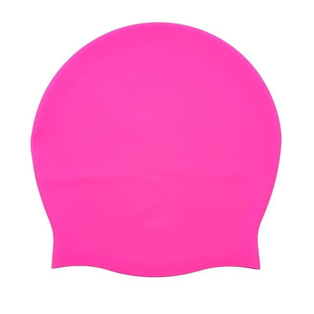 Oversized Silicone Swim Cap Pink Large Head Fit Swim Cap Hair Protection Waterproof Swim Cap Elastic Hair Cover Swim Training Silicone Cover Breathable Swim Pool Gear Pink