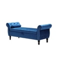 thumbnail image 5 of Modern Velvet End of Bed Storage Bench with Rolled Arms, Flip Top Upholstered Storage Ottoman Nailhead Trimmed Sofa Stool with Solid Wood Legs for Bedroom Living Room, 5 of 12