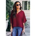 thumbnail image 4 of Haut de Kimono Rouge/bleu Chic Haut Bas pour Femmes, 4 of 6
