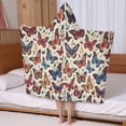 thumbnail image 5 of Colorful Butterfly Leaf Flower Beige Pattern Hooded Bath Towel，50"x30" for Ages 3 To 12 Kids, Quick Dry Lightweight Soft Microfiber Hood Beach Towel Cover Up for Kids, 5 of 7
