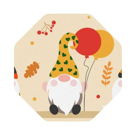 

Ocsxa Three Gnomes With Balloons Coasters for Drinks Leather Coasters Set of 4 for Coffee Table for Housewarming Kitchen Bar Decor One Size
