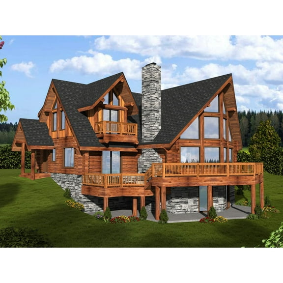 001-1002: Log Mountain 2 Bed, 2 Bath Luxury Home Plan, 3303 Sq Ft: Full Blueprints with License to Build by Home Plan Marketplace - Lesuto