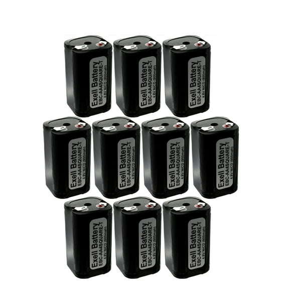 10x Exell Custom 4.8V 800mAh NiCd 4xAA Square Battery Pack with Tabs
