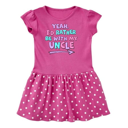 

Inktastic Yeah I d Rather be with My Uncle in Pink Blue and Purple Gift Toddler Girl Dress