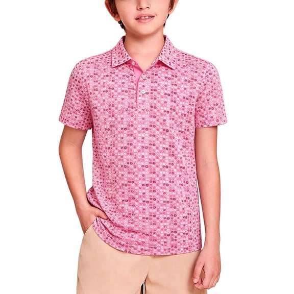 Landzoo Toddler Boys Shirt Graphic Print Short Sleeve Notch Neck Tees Summer Breathable Boys T-Shirt Size 9-10 Years Pink