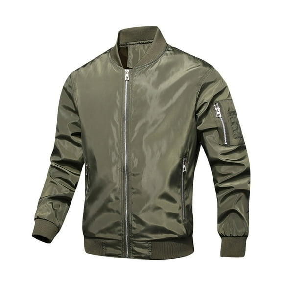 EGNMCR Jackets for Men Men Zipper Fashion Casual Baseball Clothing Jacket Coat Loose Outwear Overcoat