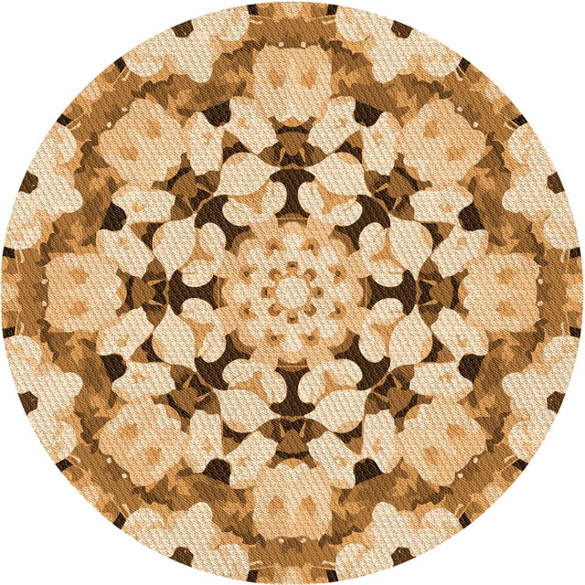 Ahgly Company Tapis Rond Lavable en Machine Intérieur Transitionnel Orange Pastel, 8 Pieds Rond