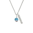 thumbnail image 2 of Delight Jewelry Silvertone Hot Blue Giraffe Print Spinner Silvertone Guardian Angel Bar Charm Necklace, 23", 2 of 4