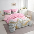 thumbnail image 3 of Castle Fairy Kawaii Ribbon Bow Girl Bedding Comforter Set 7-Piece,Abstract Marble King Bedding Sets,Dreamy Princess Glitter Ultra Soft Bed Sheets,Super Cozy Room Decor,Reversible, 3 of 8
