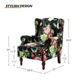 thumbnail image 6 of Tina's Home Wingback Accent Chair with Floral Pattern, Traditional Fabric Armchair Nailhead Trim Wooden Legs for Living Room Bedroom Black, 6 of 8