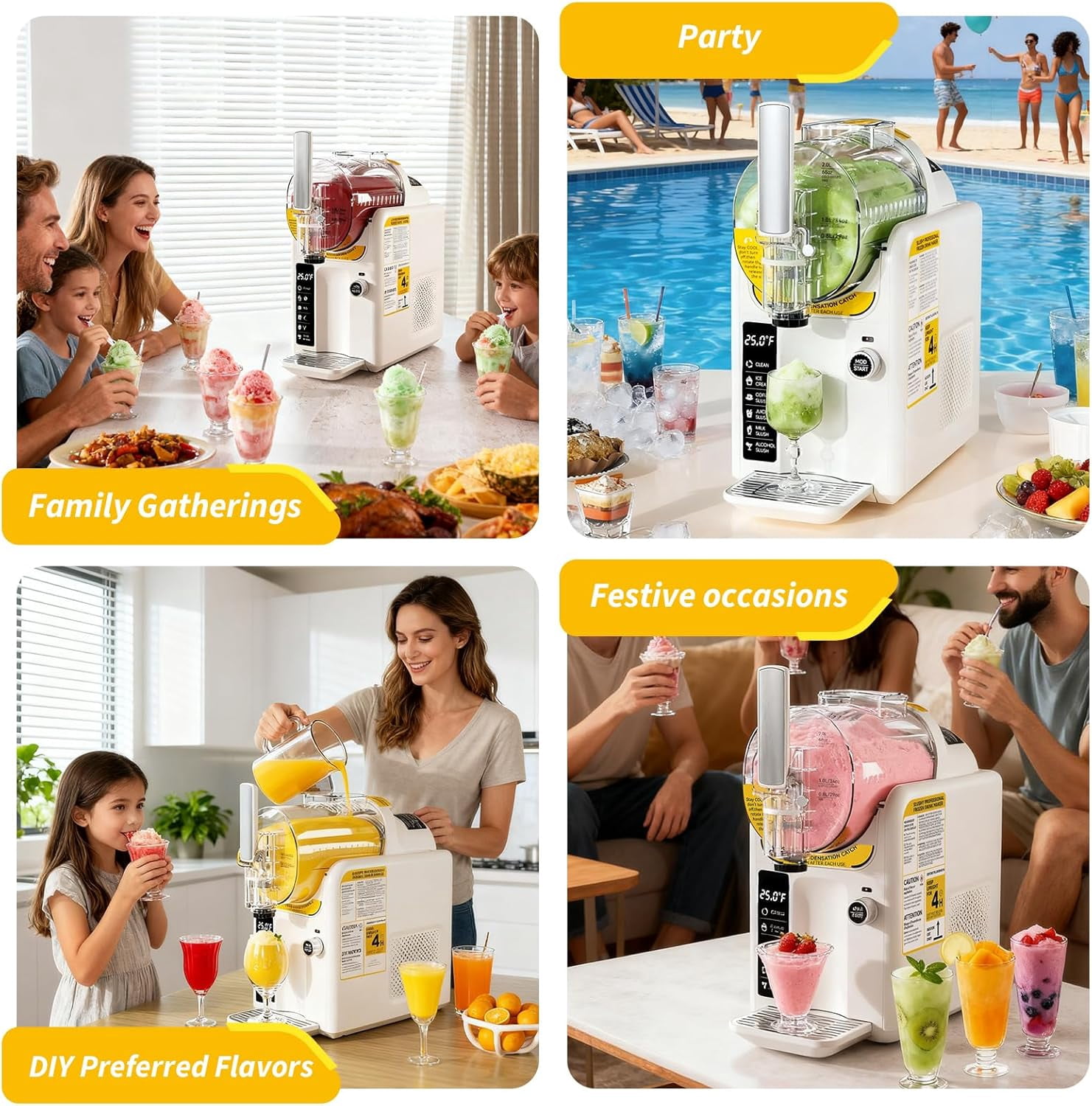 5 Preset 2 IN1 Ice Cream Maker Slushie Machine for Home - 88oz Slushy Machine Maker No Ice Needed Self Cleaning, Frozen Drink Machine