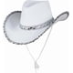 thumbnail image 3 of Sombrero de vaquero para mujer, con lentejuelas de ala ancha, sombrero de vaquero occidental, accesorio de fiesta para adultos, sombrero blanco, One Size, 3 of 3