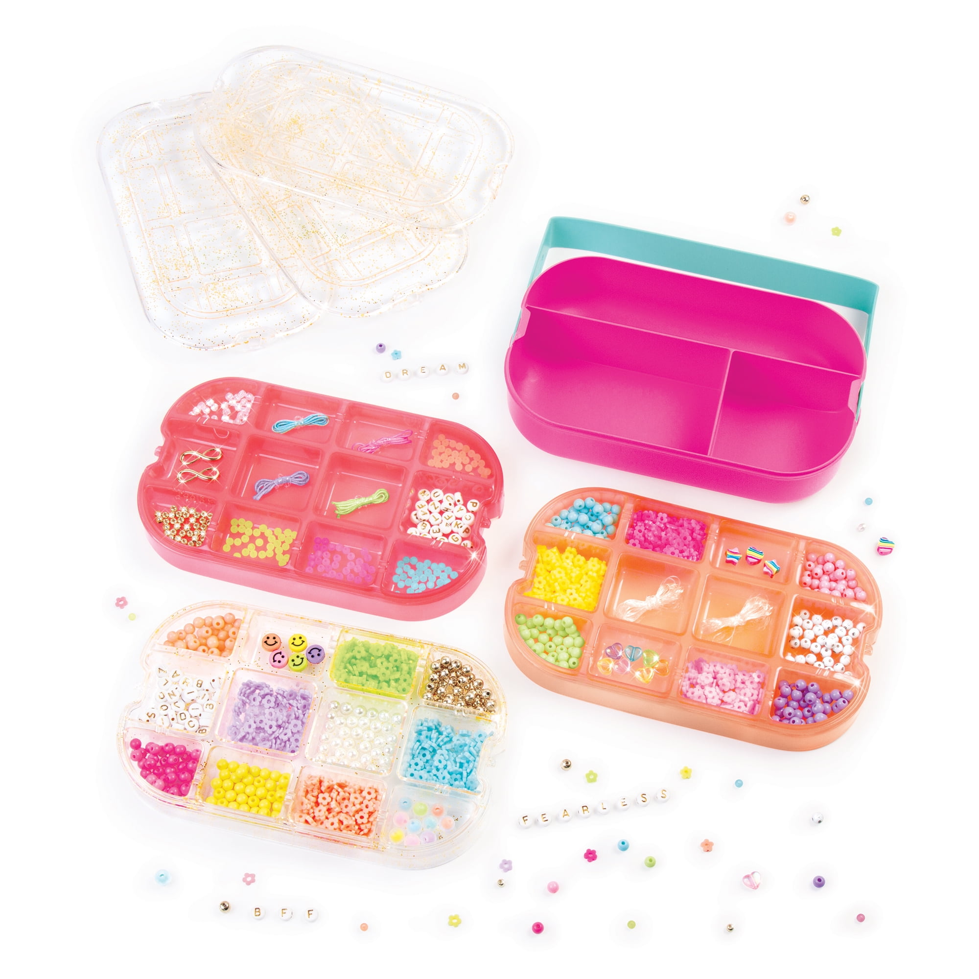 Make It Real Beads 2-Go! DIY Jewelry Set - Bento Style Travel Case, 1370 Beads, Child Ages 8+