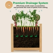 Costway 15 Wooden Planter Box Elevated Outdoor Folding Planter with Removable Bottom
