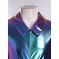 thumbnail image 6 of Hansber Men's Long Sleeve Flared Jumpsuit Disco Dance Overalls Shiny Metallic 70s Retro Outfit Club Party Wear Blue L, 6 of 8