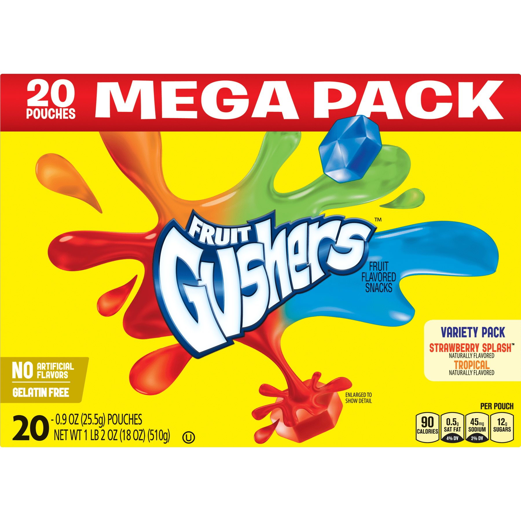 Fruit Snacks Gushers Mega Pack Variety Pack 20 Pouches 0.9 oz Each