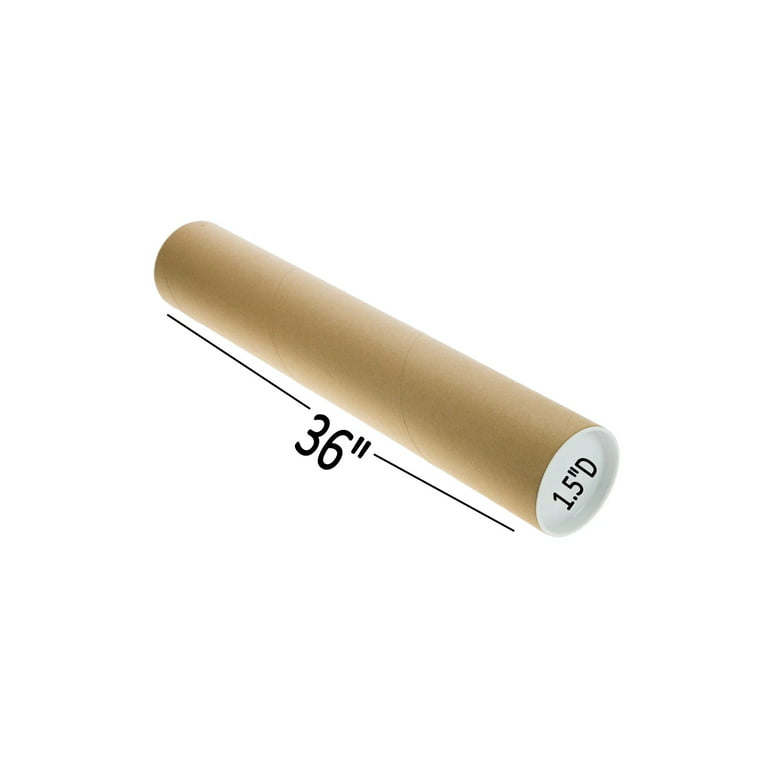 Tubeequeen Kraft Mailing Tubes with End Caps - Art Shipping Tubes 1.5-inch  D x 36-inch L, 4 Pack 
