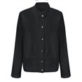 thumbnail image 3 of ClodeEU Womens Bomber Jacket,Button Down Jackets with Pockets,Fall Stand Collar Loose Coat Tops Black,Womens Plus M, 3 of 5