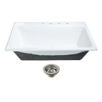 Kingston Brass KGCKTS3622111 Towne 36-Inch Cast Iron Self-Rimming Single Bowl Drop-In Kitchen Sink (4-Hole) with Strainer in White/Polished Chrome