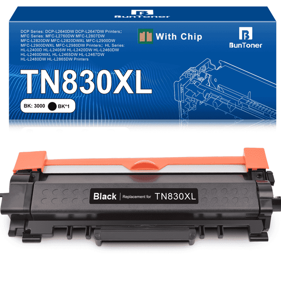 TN830XL Toner Cartridge Compatible for Brother TN830 Toner for Brother HL-L2465DW HL-L2420DW HL-L2460DW HL-L2405W HL-L2400D HL-L2480DW MFC-L2760DW DCP-L2640DW Printer (1-Pack)