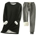 thumbnail image 2 of lcziwo Vacation Sale Womens Winter Fleece Lined Outfits 2 Piece Long Sleeve Tops with Drawstring Pants Suits Plus Size Thickened Warm Loungewear Sets,Dark Gray,XXXL, 2 of 3