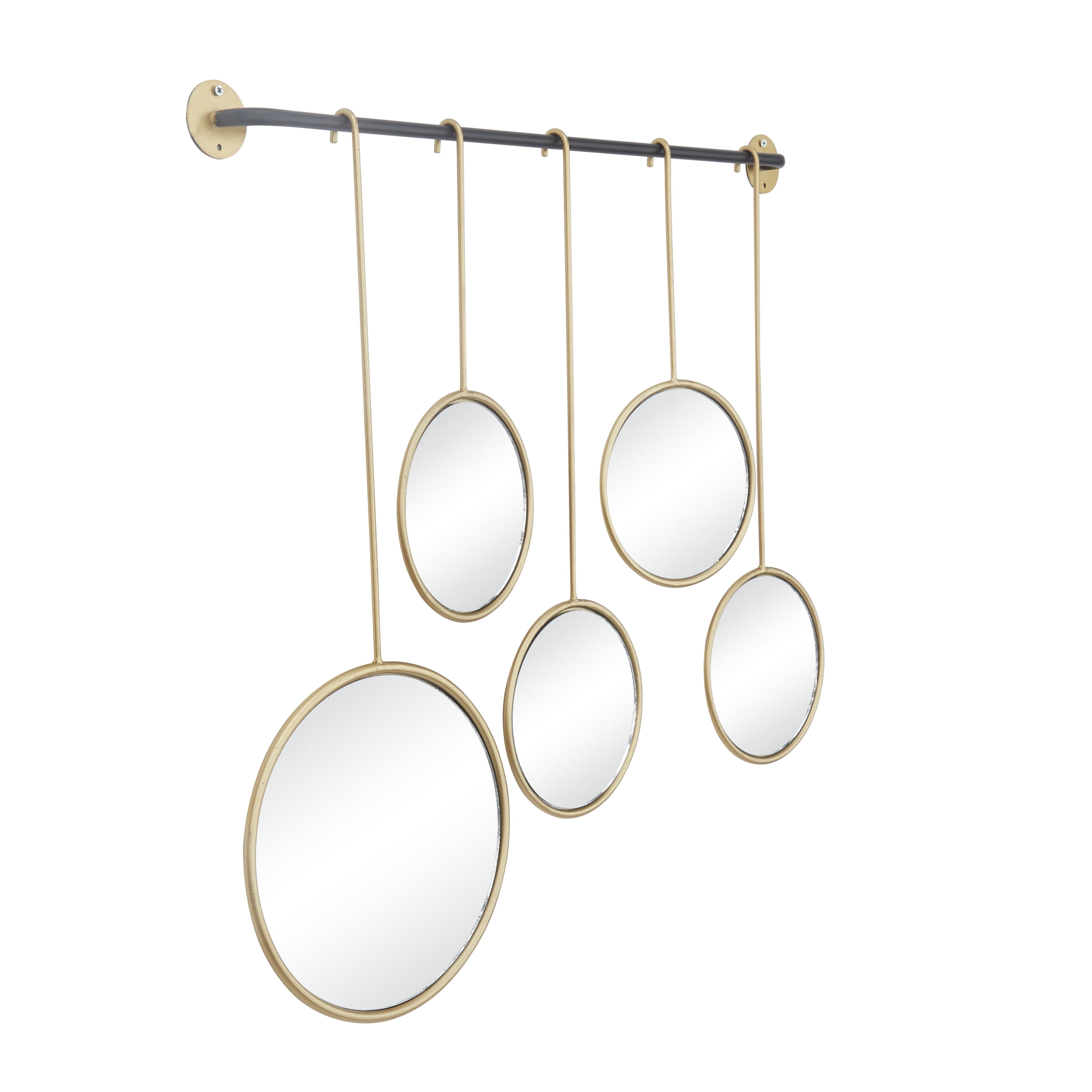 CosmoLiving by Cosmopolitan 25" x 25" Gold Wall Mirror with Hanging Rod
