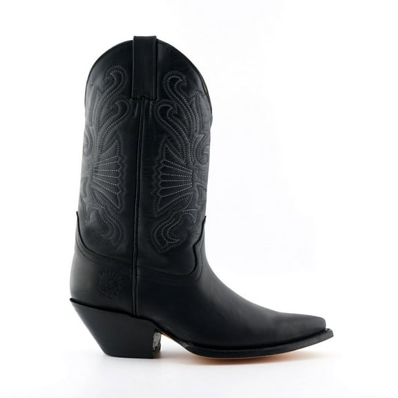Grinders Black Leather Western Cowboy Boots-Buffalo