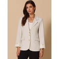 thumbnail image 2 of DARING DIVA Women's Notched Lapel Long Sleeve Jacket Suit Blazer M Cream White, 2 of 6