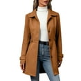 thumbnail image 3 of Women's Single Breasted Wool Blend Trench Coat, Mid-Length Notch Lapel Overcoat, Slim Fit Dress Coat, Classic Fall Winter Jacket, Business Casual Outerwear, Elegant Long Coat Coffee, 3 of 10
