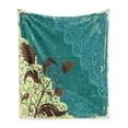 thumbnail image 1 of Vintage Soft Flannel Fleece Throw Blanket, Flower Arrangement Lacework Old Aged Distressed Antique Display, Cozy Plush for Indoor and Outdoor Use, 70" x 90", Pale Yellow Dark Brown, by Ambesonne, 1 of 6