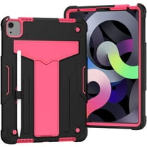 Epicgadget Case for iPad Air 5/4 (10.9 inch, 5th/4th Generation) / iPad Pro 11 Inch (2021/ 2020/ 2018) - Heavy Duty Rugged Hybrid Case with Kickstand Pencil Holder Cover Case (Black/Pink)