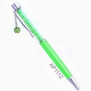 GREEN Crystal Ballpoint Pen with Dangling charms Filled With Swarovski Crystal Elements.