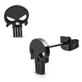 thumbnail image 2 of Stainless Steel Punisher Skull Cut-Out Button Stud Post Earrings, 2 of 2