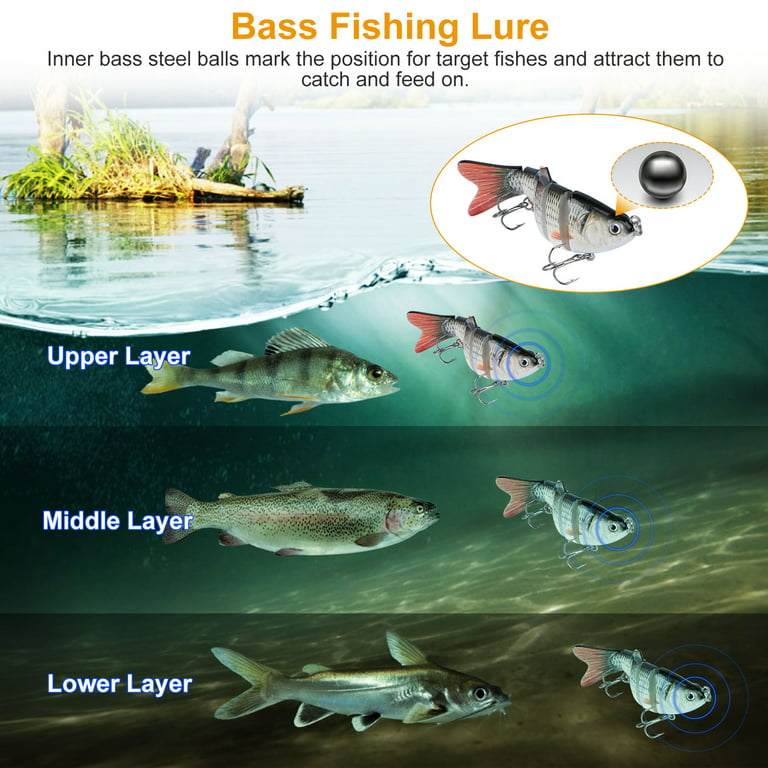 Bass Fishing Lures 10cm 6 Segment Multi Jointed Swimbait Lifelike Sinking Bait Crankbait Lures, Other
