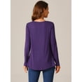 thumbnail image 4 of DARING DIVA Women's Long Sleeve Pleated Blouse Square Neck Babydoll Tops S Purple, 4 of 5