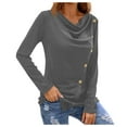 thumbnail image 1 of FAIWAD Women's Casual Tunic Tops Long Sleeve Button Down Solid Color Spring Summer Loose Slim Tops, 1 of 2