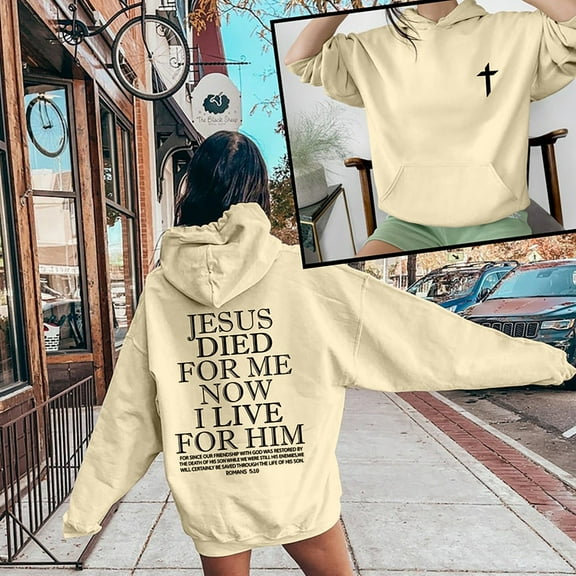 Hoodies for Women Jesus Hoodies Letter Print Christian Sweatshirt Oversized Pullover Hoodies Winter Outfits for Women 2025 Comfy Clothes for Women