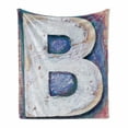 thumbnail image 1 of Letter B Soft Flannel Fleece Throw Blanket, Printing Design Wooden Block Letters Capital Rough Aged Worn Look, Cozy Plush for Indoor and Outdoor Use, 50" x 60", Multicolor, by Ambesonne, 1 of 6