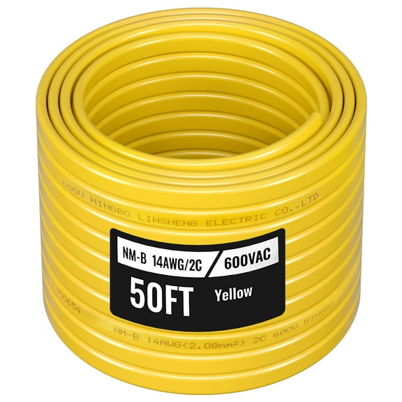 VEVOR NM-B Wire, 14AWG/2C Non-Mettalic Residential Indoor Electrical Wire with Ground, PVC Sheathed High-Purity Copper Core Cable, for Outlets, Switches, Other Loads & Lighting Wiring Projects