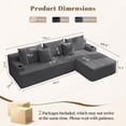 thumbnail image 3 of 106" Modular Cloud Sectional Sofa, L-Shape Sofa for Living Room, 57" Deep Boneless Couch with 5 Pillows, Cup Holders & Side Pockets, Ultra-Soft Corduroy, No Assembly,Right-Facing Chaise,Dark Grey, 3 of 9