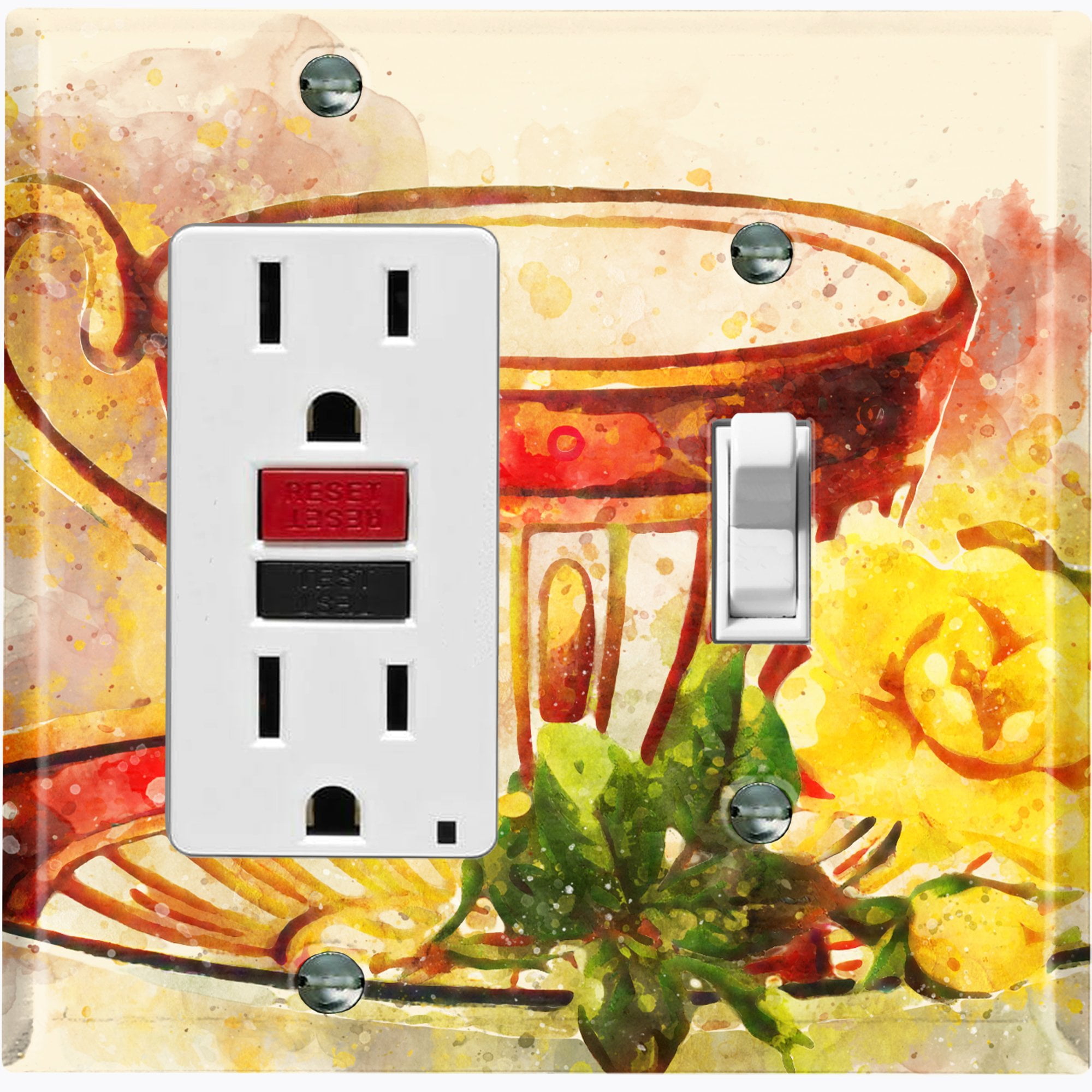 Metal Light Switch Plate Outlet Cover Flower Rose Teacup Metal Light Switch Plate Outlet Cover Flower Rose Teacup