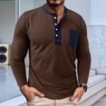 thumbnail image 4 of Camisetas Henley de Larga Raglán para Hombre, Informales, Ajustadas y A . Color Café M, 4 of 6