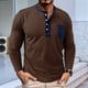 thumbnail image 4 of Camisetas Henley de Larga Raglán para Hombre, Informales, Ajustadas y A . Color Café M, 4 of 6