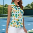 thumbnail image 5 of Uorisanigo Palm Leaf Women's Dry-Fit Golf Shirts with Zipper Size XS Casual Sleeveless Pineapple Hiking Running Workout Tops for Women Outing Wear, 5 of 7