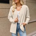 thumbnail image 4 of Edvintorg Knit Cardigans for Women V Neck Long Sleeve Loose Casual Button Down Cardigan Women's Clothes Beige S-2XL, 4 of 5