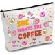 thumbnail image 1 of Bolsas de maquillaje con diseño de donas y café para mujer, bolsa de viaje para cosméticos, bolsa con cremallera, estuche multiusos, organizador para artículos de tocador, 1 of 9