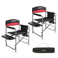 thumbnail image 1 of KingCamp Padded Outdoor Folding Chair with Table & Pockets, Black/Red (2 Pack), 1 of 10